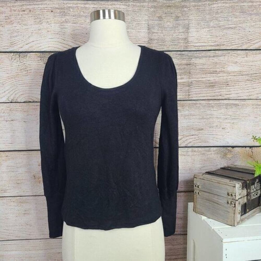 Madewell Black Puff Sleeve‎ Scoop Neck Top Size XXS
